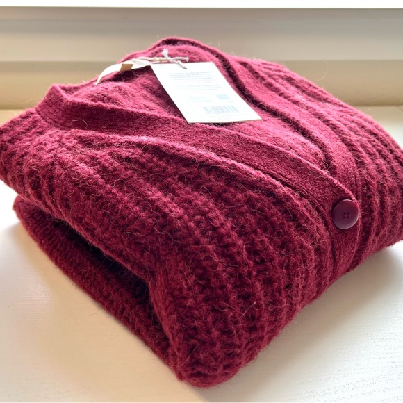 Sezane Burgundy Basile Knit Cardigan M - Picture 7 of 8